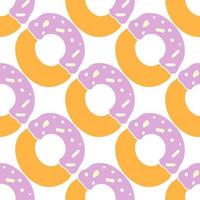 patrón de rosquilla sin costuras. patrón de vector de garabato con iconos de donut. fondo de donas de colores