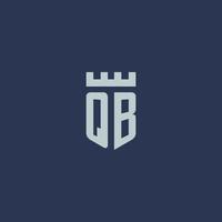 QB logo monogram with fortress castle and shield style design vector