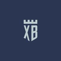 XB logo monogram with fortress castle and shield style design vector