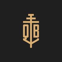 QB initial logo monogram with pillar icon design vector