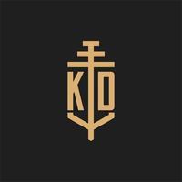 KD initial logo monogram with pillar icon design vector