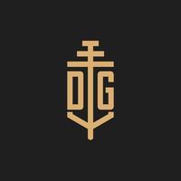 DG initial logo monogram with pillar icon design vector