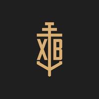 XB initial logo monogram with pillar icon design vector