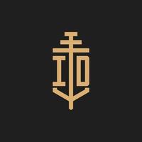 ID initial logo monogram with pillar icon design vector