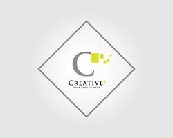 The Letter C Logo Design with a combination of green squares is suitable for your business brand. vector