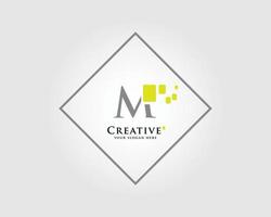 The Letter M Logo Design with a combination of green squares is suitable for your business brand. vector