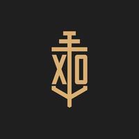 XO initial logo monogram with pillar icon design vector