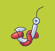 cute fishhook with a red worm vector