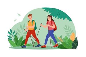 Couple walking in the forest vector