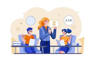 Student Attending Maths Class vector