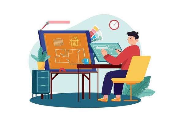 Technical Designer Illustration concept on white background