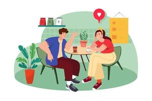 Couple on dating in cafe vector