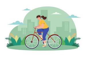 Girl riding a bicycle on the street vector