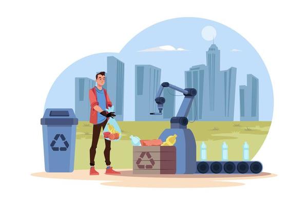 Waste recycling Illustration concept on white background