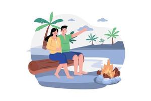 Couple enjoying a beach trip vector