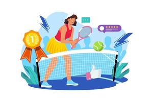 Girls play tennis Illustration concept on white background vector