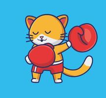 lindo gatito gato bebé boxeador. dibujos animados animales deportes concepto aislado ilustración. estilo plano adecuado para el vector de logotipo premium de diseño de icono de etiqueta. personaje mascota