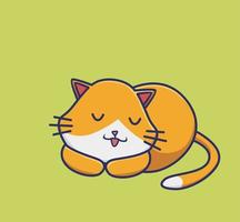 lindo gato durmiendo pose. ilustración aislada del concepto de naturaleza animal de dibujos animados. estilo plano adecuado para el vector de logotipo premium de diseño de icono de etiqueta. personaje mascota