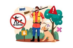 Illegal hunting of animals is strictly prohibited vector