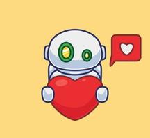 cute astronaut robot give a love vector