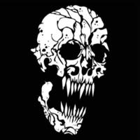 Horror skull head vector cartoon character illustration