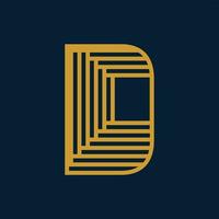 Elegant geometric letter D vector icon illustration