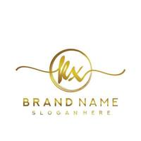 Initial KX beauty monogram and elegant logo design, handwriting logo of initial signature, wedding, fashion, floral and botanical with creative template. vector