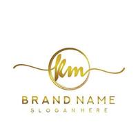 Initial KM beauty monogram and elegant logo design, handwriting logo of initial signature, wedding, fashion, floral and botanical with creative template. vector