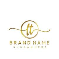 Initial LT beauty monogram and elegant logo design, handwriting logo of initial signature, wedding, fashion, floral and botanical with creative template. vector