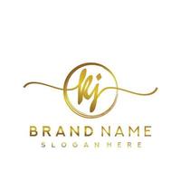 Initial KJ beauty monogram and elegant logo design, handwriting logo of initial signature, wedding, fashion, floral and botanical with creative template. vector