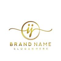 Initial IJ beauty monogram and elegant logo design, handwriting logo of initial signature, wedding, fashion, floral and botanical with creative template. vector