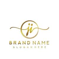 Initial JI beauty monogram and elegant logo design, handwriting logo of initial signature, wedding, fashion, floral and botanical with creative template. vector