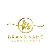 Initial KS beauty monogram and elegant logo design, handwriting logo of initial signature, wedding, fashion, floral and botanical with creative template. vector