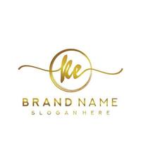 Initial KE beauty monogram and elegant logo design, handwriting logo of initial signature, wedding, fashion, floral and botanical with creative template. vector