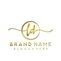 Initial LD beauty monogram and elegant logo design, handwriting logo of initial signature, wedding, fashion, floral and botanical with creative template. vector