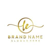 Initial LE beauty monogram and elegant logo design, handwriting logo of initial signature, wedding, fashion, floral and botanical with creative template. vector