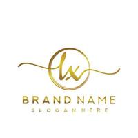 Initial LX beauty monogram and elegant logo design, handwriting logo of initial signature, wedding, fashion, floral and botanical with creative template. vector