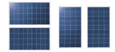 Photovoltaic solar cell panels isolated on white background. Environmental theme. Green energy concept. photo