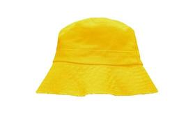 yellow bucket hat isolated on white photo