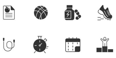 conjunto de iconos de fitness. elementos de vector de símbolo de paquete de fitness para web de infografía