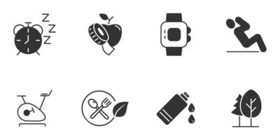 conjunto de iconos de fitness. elementos de vector de símbolo de paquete de fitness para web de infografía