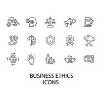 conjunto de iconos de ética empresarial. elementos de vector de símbolo de paquete de ética empresarial para web de infografía