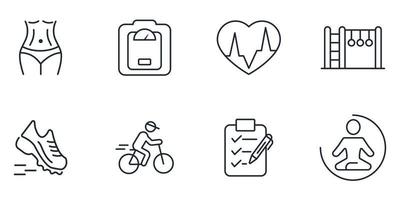 conjunto de iconos de fitness. elementos de vector de símbolo de paquete de fitness para web de infografía