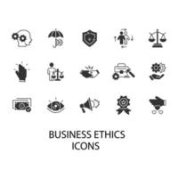 conjunto de iconos de ética empresarial. elementos de vector de símbolo de paquete de ética empresarial para web de infografía
