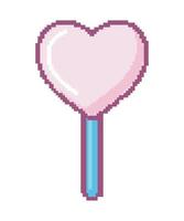 heart candy in stick pixel art vector