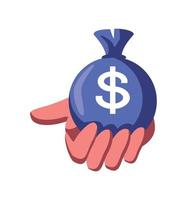 hand holding money bag vector