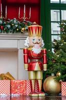 Christmas nutcracker toy soldier traditional figurine on a stage. Ballet performance traditional play. photo