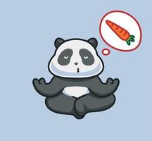 cute panda try to concentration when meditating yoga vector