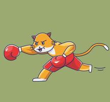 lindo golpe claro de gato fuerte. dibujos animados animales deportes concepto aislado ilustración. estilo plano adecuado para el vector de logotipo premium de diseño de icono de etiqueta. personaje mascota