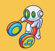 cute astronaut robot using headphone vector